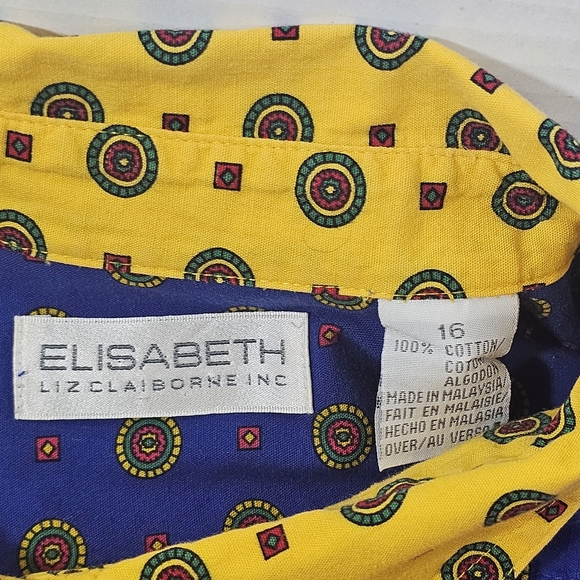 Liz Claiborne Red and Blue Geometric Women's Shirt 100% Cotton - Picture 5 of 9